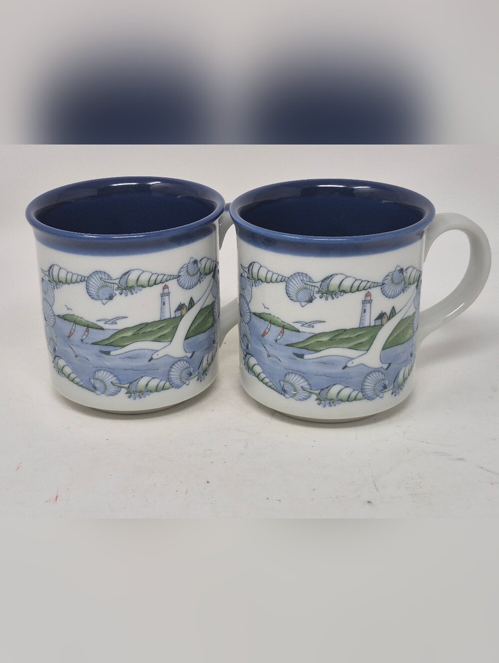 Otagiri Seashell,Seagull And Light House Pattern Coffee Mugs